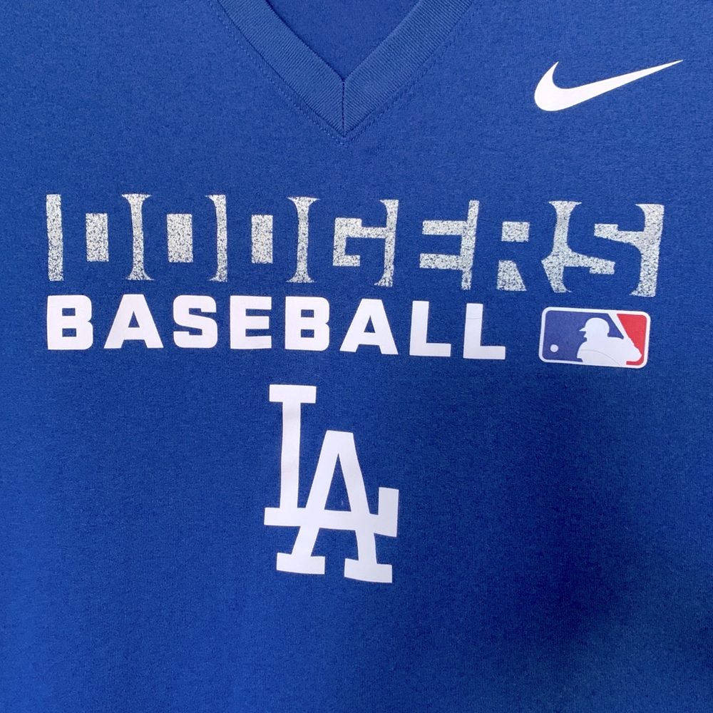NIKE LA Dodgers Women’s T-Shirt V-neck Dri-Fit Baseball Blue Medium - Picture 5 of 8